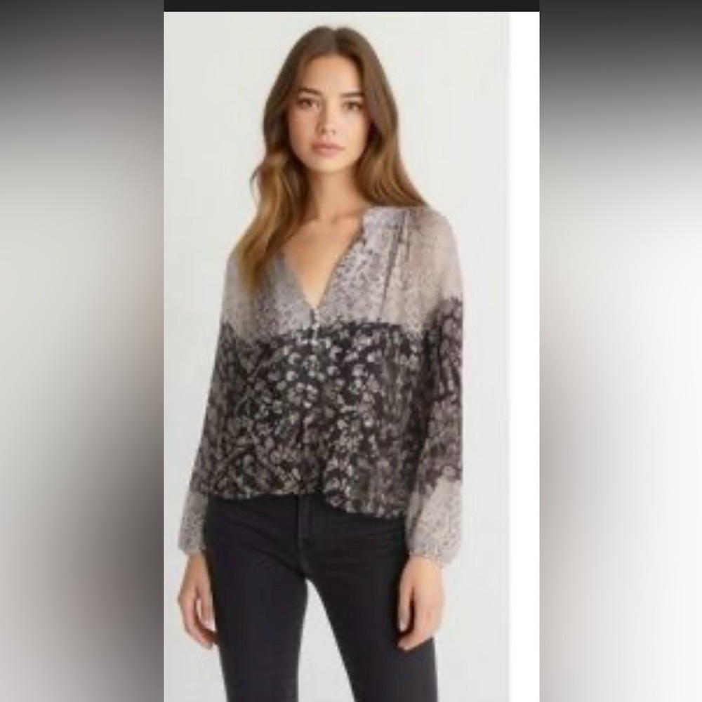 Joie Floral Black and White Women's Top Size Large F5